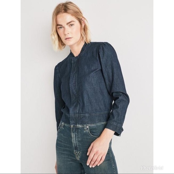 Lucky Brand True Indigo Shrunken Bomber Jacket M - Picture 1 of 8